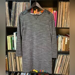 Long sleeve black and white marled pencil dress